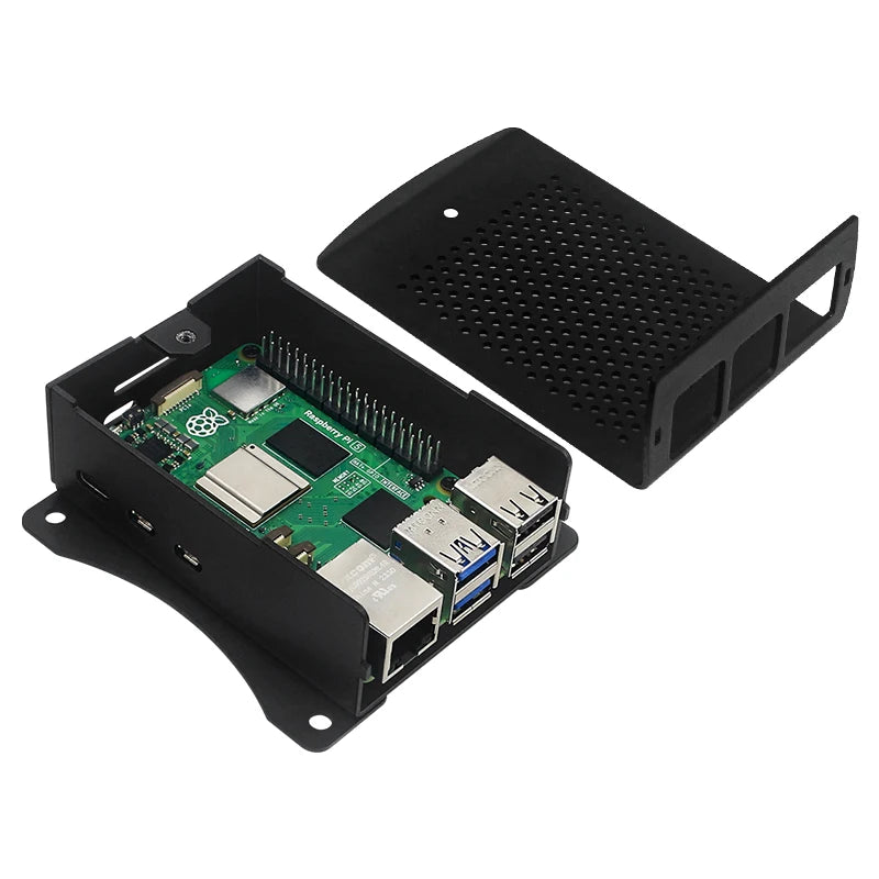 Raspberry Pi 5 Aluminum Alloy Case Metal Shell Optional Aluminum / Copper Heatsink PWM Cooling Fan for Raspberry Pi 5